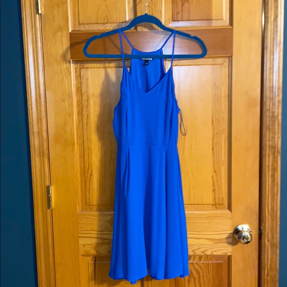 Express blue skater dress